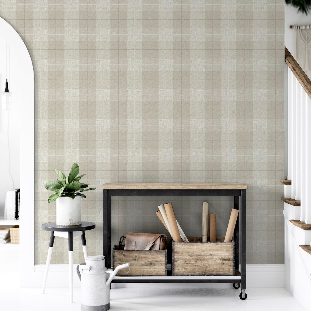 Arthouse Country Tartan Taupe Wallpaper