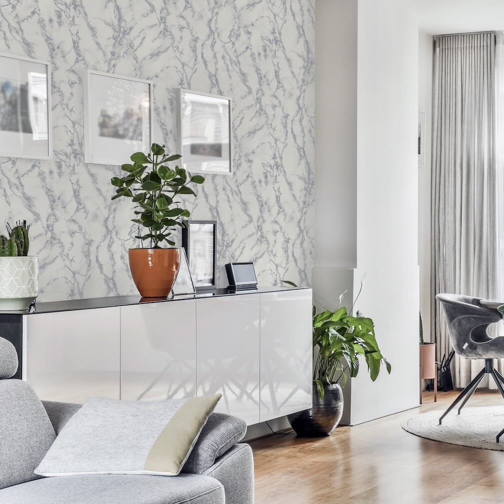Arthouse Carrara Marble Silver Wallpaper