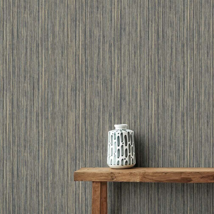 Arthouse Japandi Grasscloth Navy Gold Wallpaper