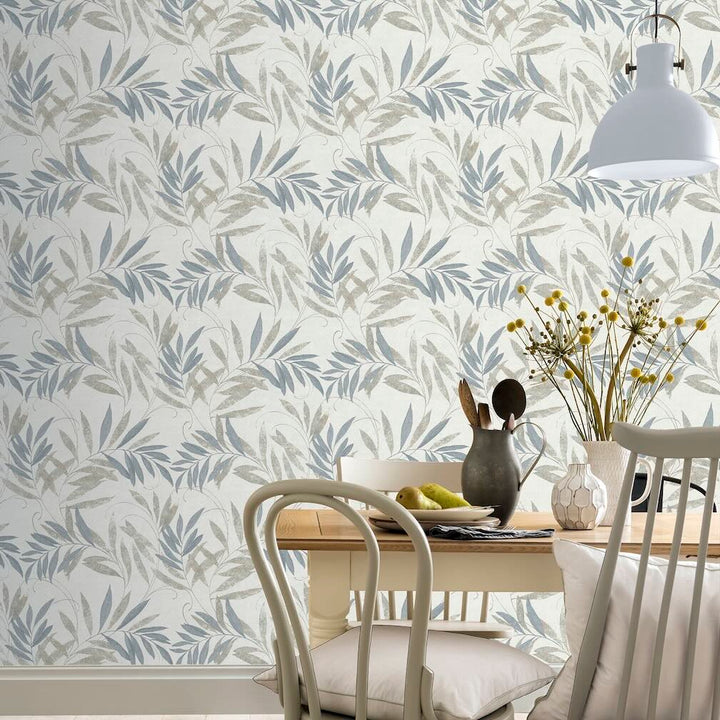 Arthouse Luxury Leaf Natural Grey Wallpaper