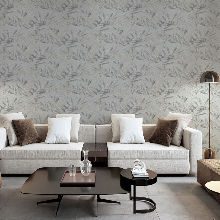 Arthouse Luxury Leaf Soft Silver Wallpaper