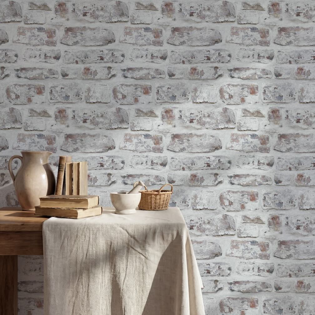 Arthouse Whitewashed Wall White Wallpaper