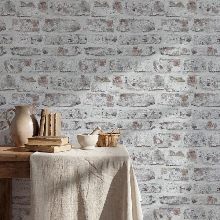 Arthouse Whitewashed Wall White Wallpaper