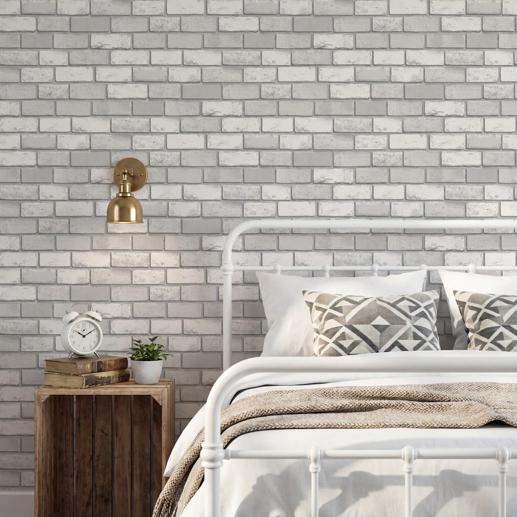 Arthouse Metallic Brick White/Silver Wallpaper