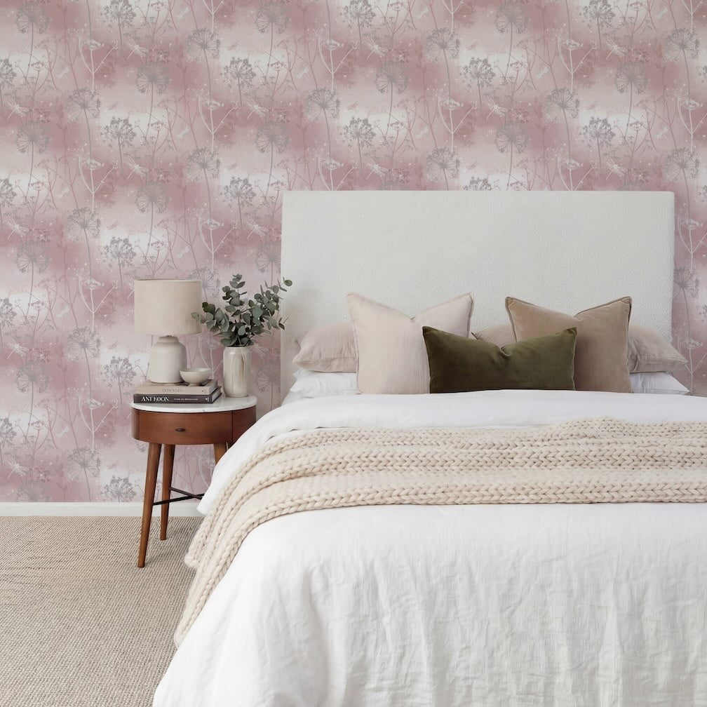 Arthouse Damselfly Blush Wallpaper