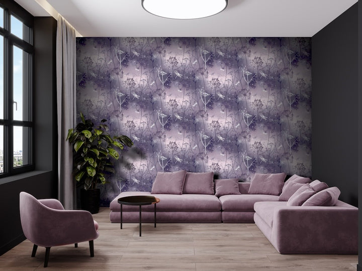 Arthouse Damselfly Purple Wallpaper
