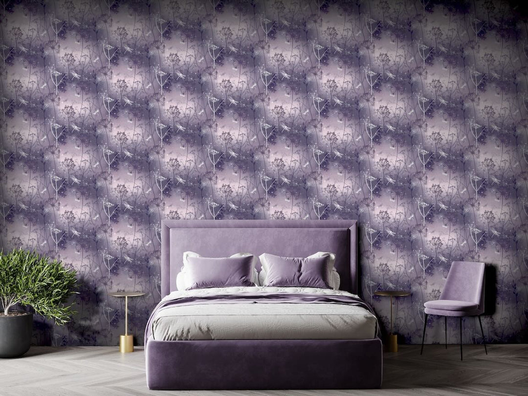 Arthouse Damselfly Purple Wallpaper