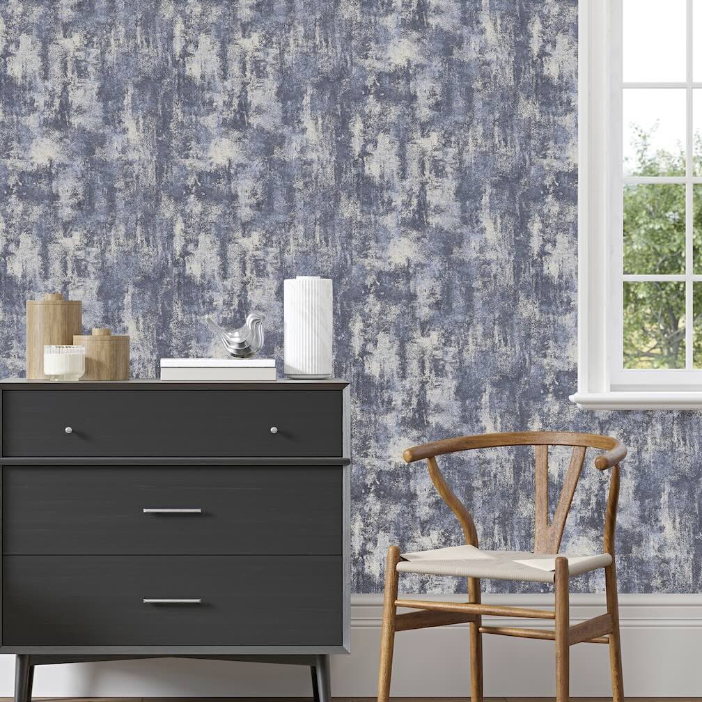 Arthouse Stone Textures Navy/Silver Wallpaper