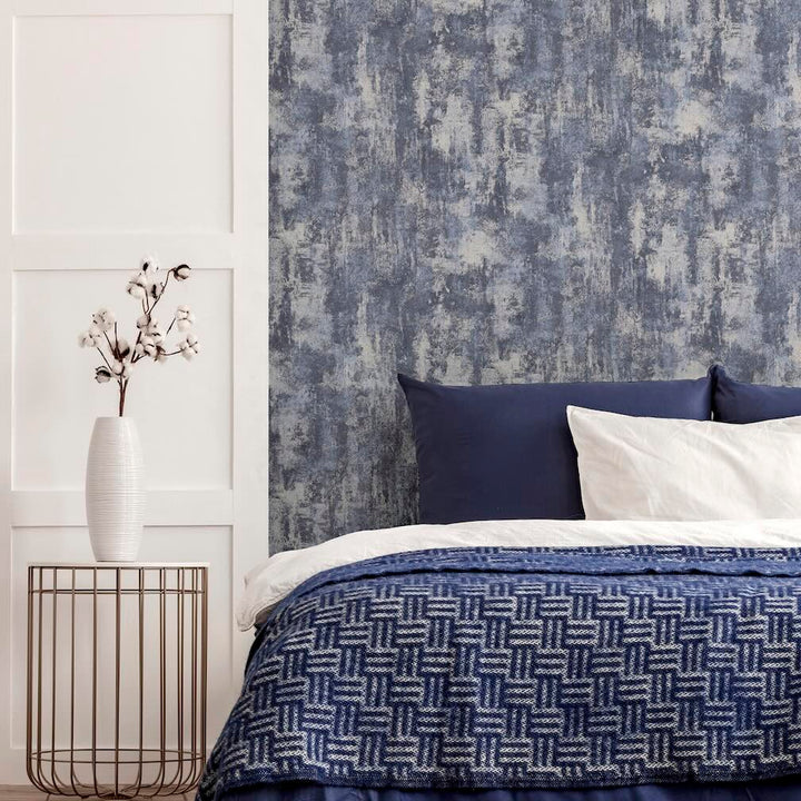 Arthouse Stone Textures Navy/Silver Wallpaper