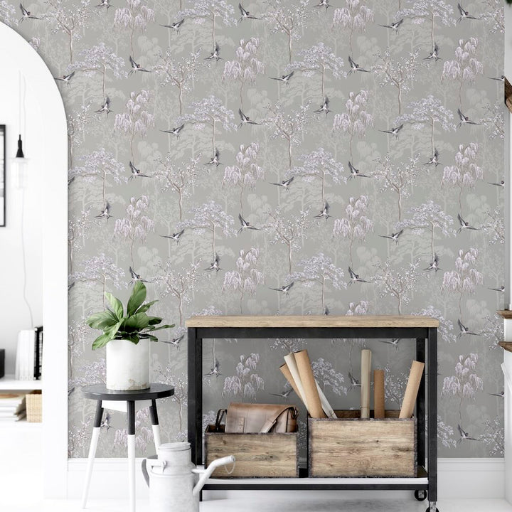 Arthouse Japanese Garden Grey Wallpaper