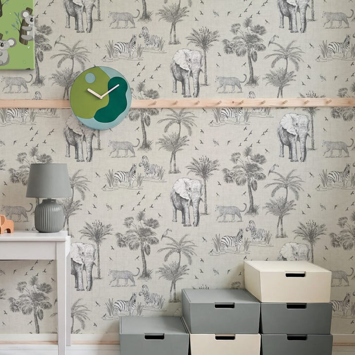 Arthouse Safari Lagoon Grey Wallpaper