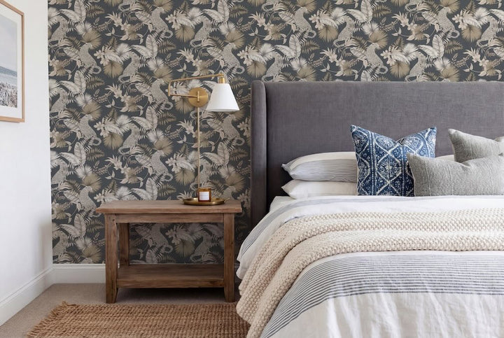 Arthouse Tropical Leopard Neutral Wallpaper