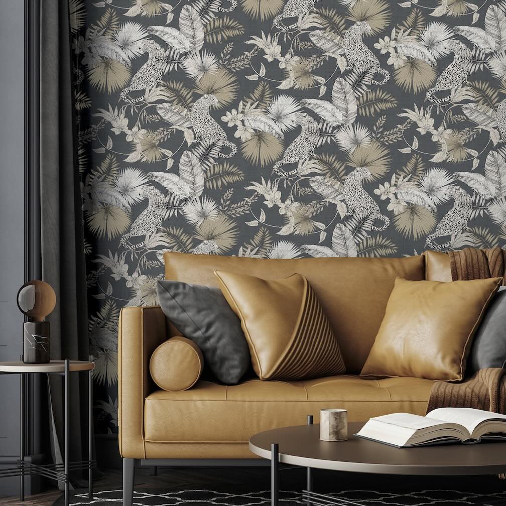 Arthouse Tropical Leopard Neutral Wallpaper