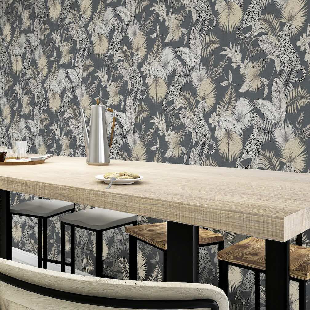 Arthouse Tropical Leopard Neutral Wallpaper