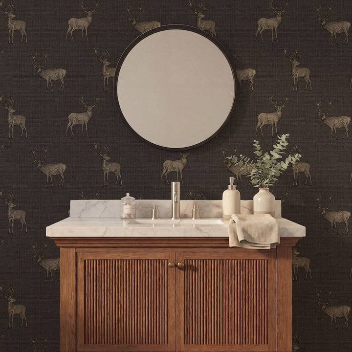 Arthouse Heritage Stag Charcoal/Copper Wallpaper