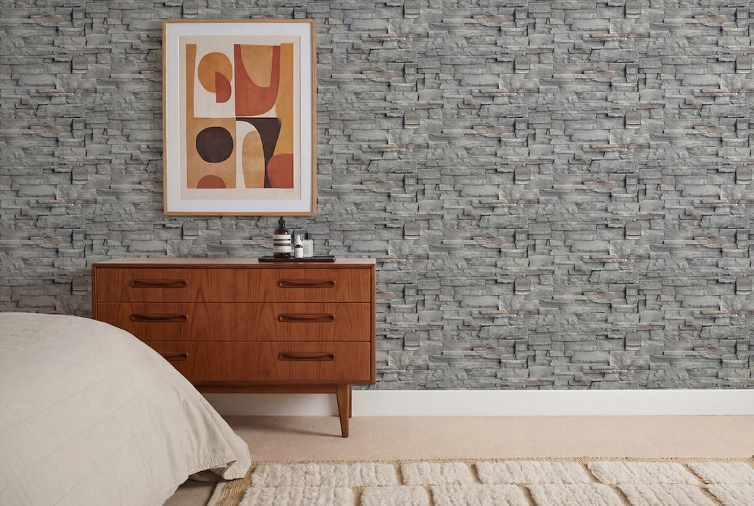 Arthouse Slate Wall Grey Wallpaper