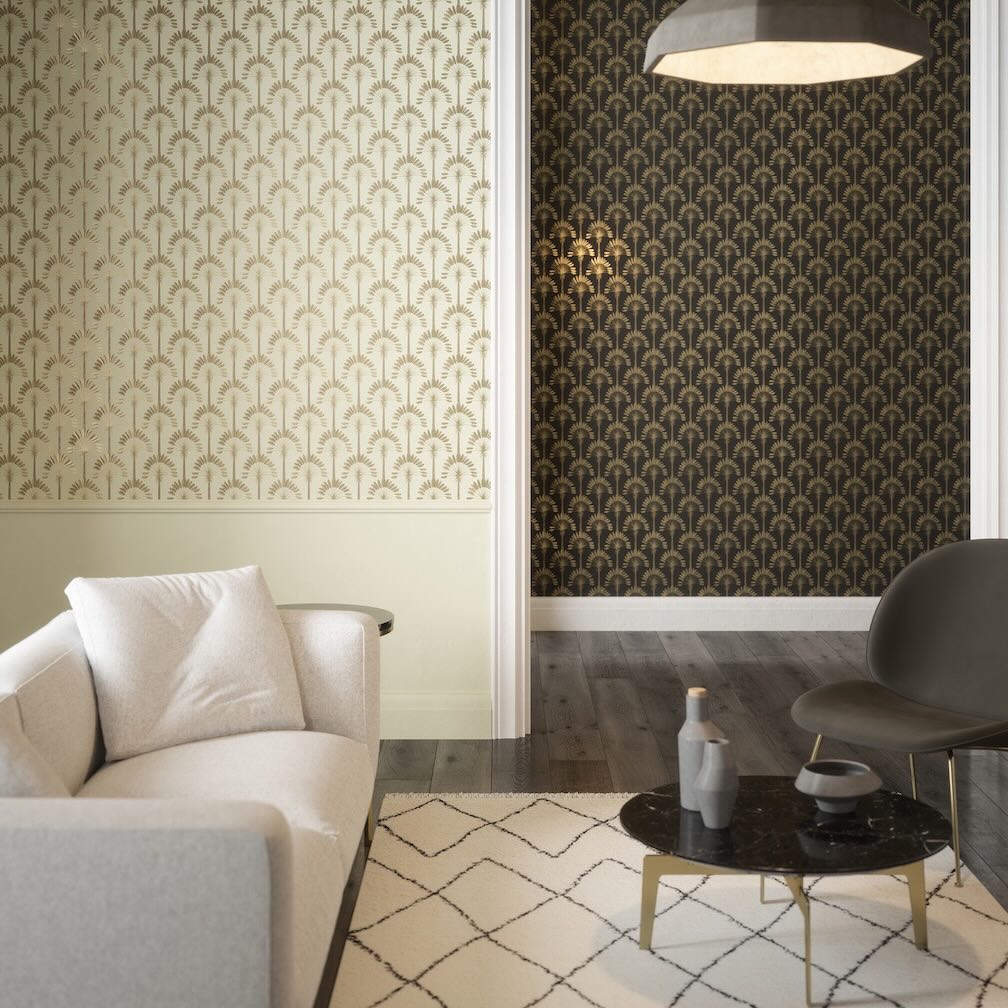 Arthouse Palm Palace Cream & Gold Wallpaper