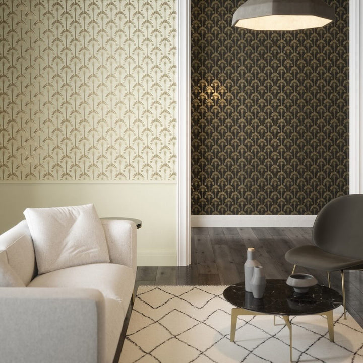 Arthouse Palm Palace Cream & Gold Wallpaper