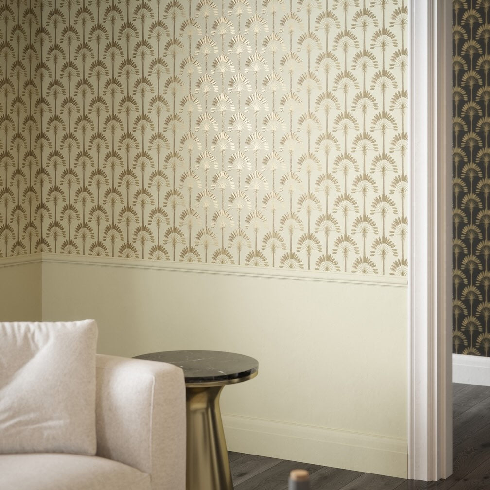Arthouse Palm Palace Cream & Gold Wallpaper