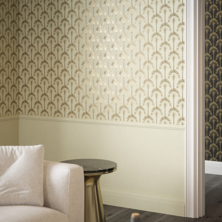 Arthouse Palm Palace Cream & Gold Wallpaper