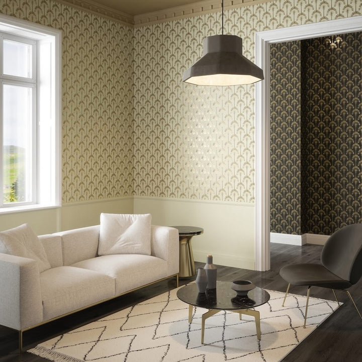 Arthouse Palm Palace Cream & Gold Wallpaper