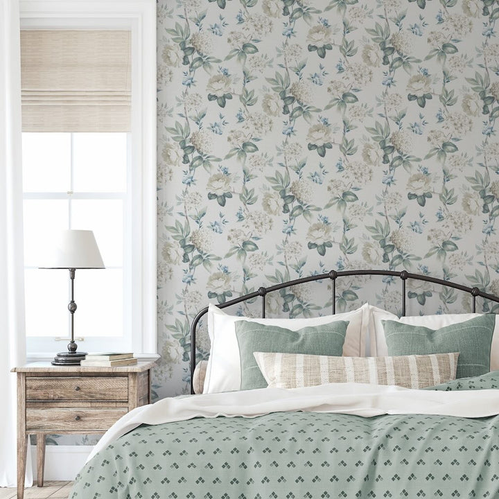 Arthouse Keeka Floral Blue Cream Wallpaper