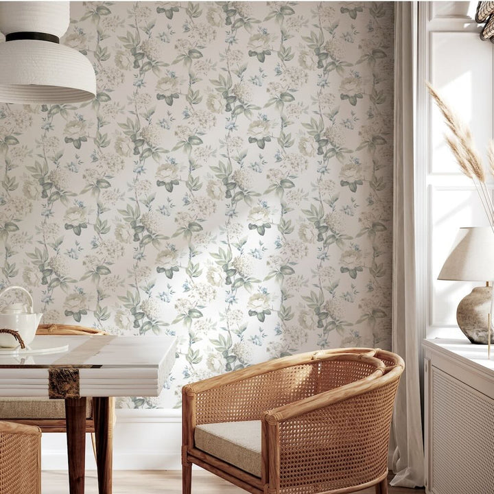 Arthouse Keeka Floral Blue Cream Wallpaper