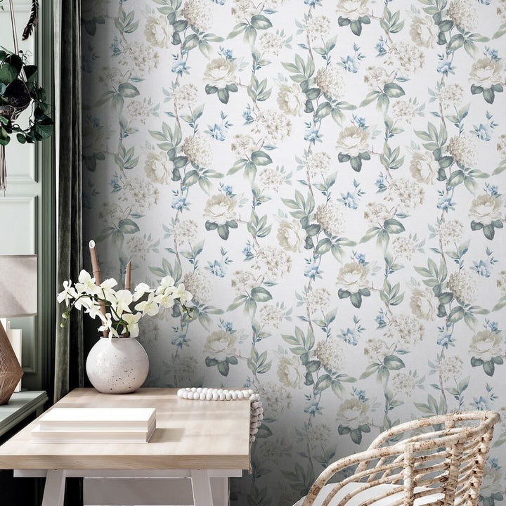 Arthouse Keeka Floral Blue Cream Wallpaper