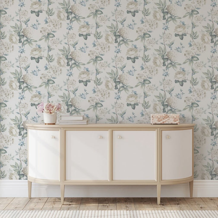 Arthouse Keeka Floral Blue Cream Wallpaper
