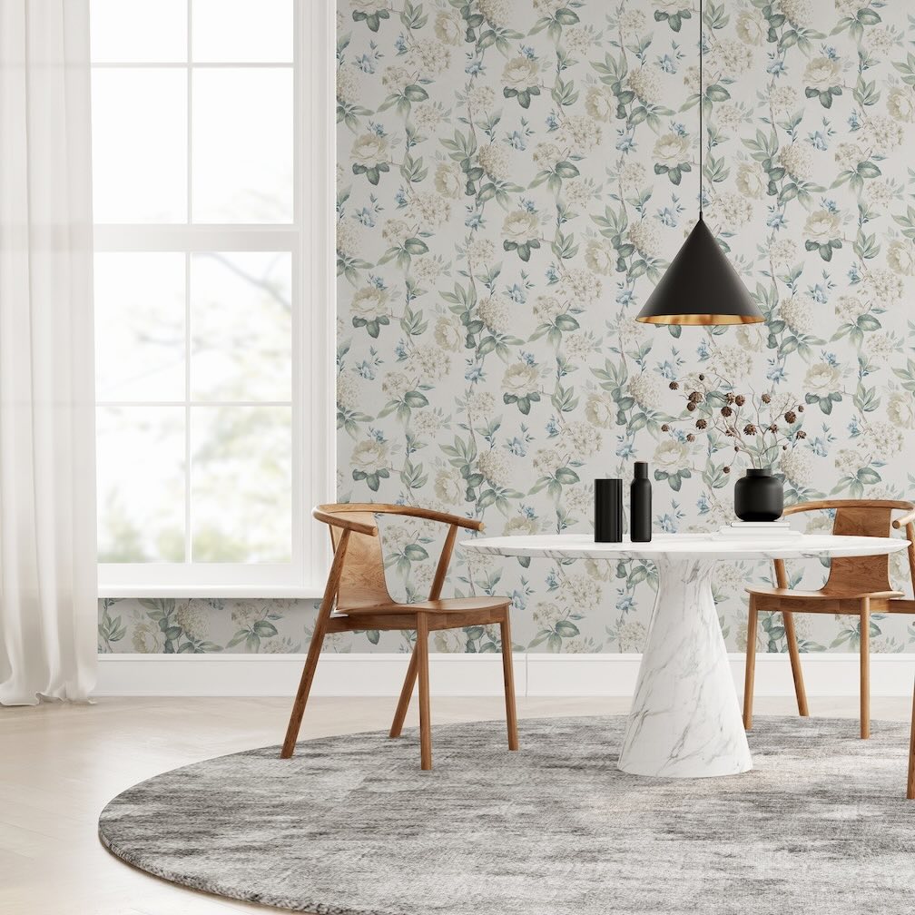 Arthouse Keeka Floral Blue Cream Wallpaper