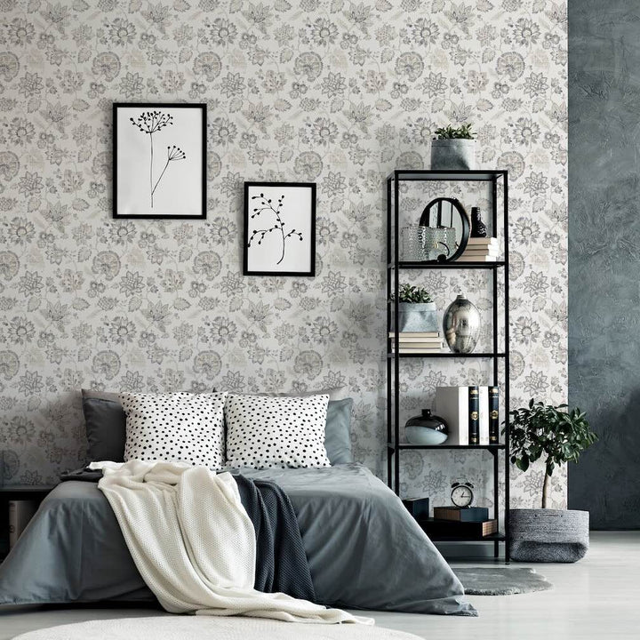 Arthouse Soft Jacobean Trail Soft Grey Wallpaper