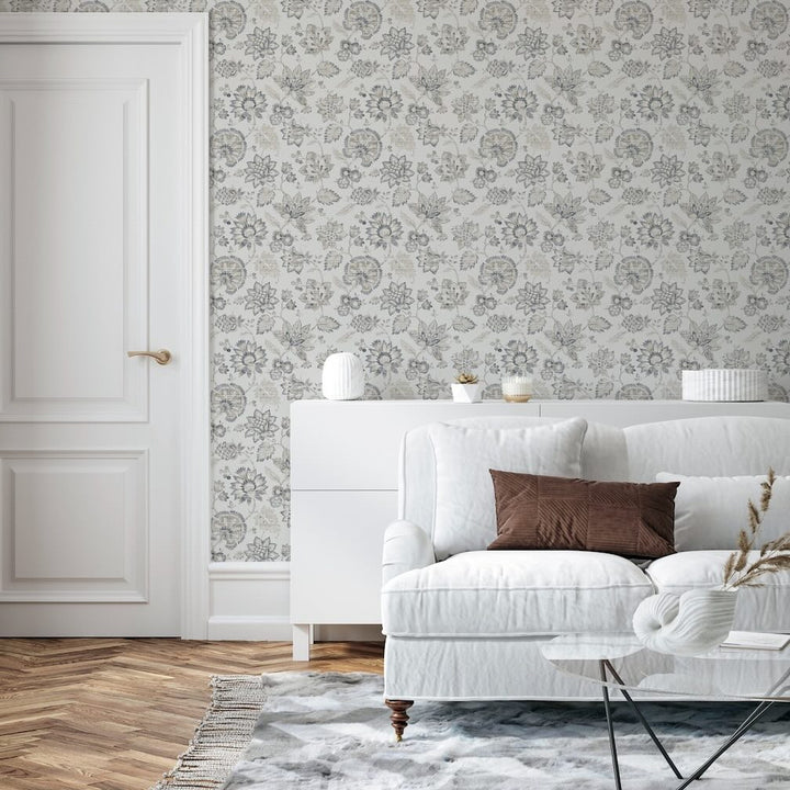 Arthouse Soft Jacobean Trail Soft Grey Wallpaper