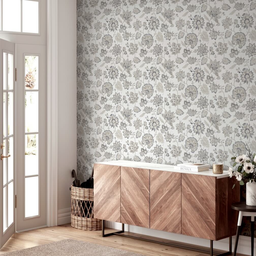 Arthouse Soft Jacobean Trail Soft Grey Wallpaper