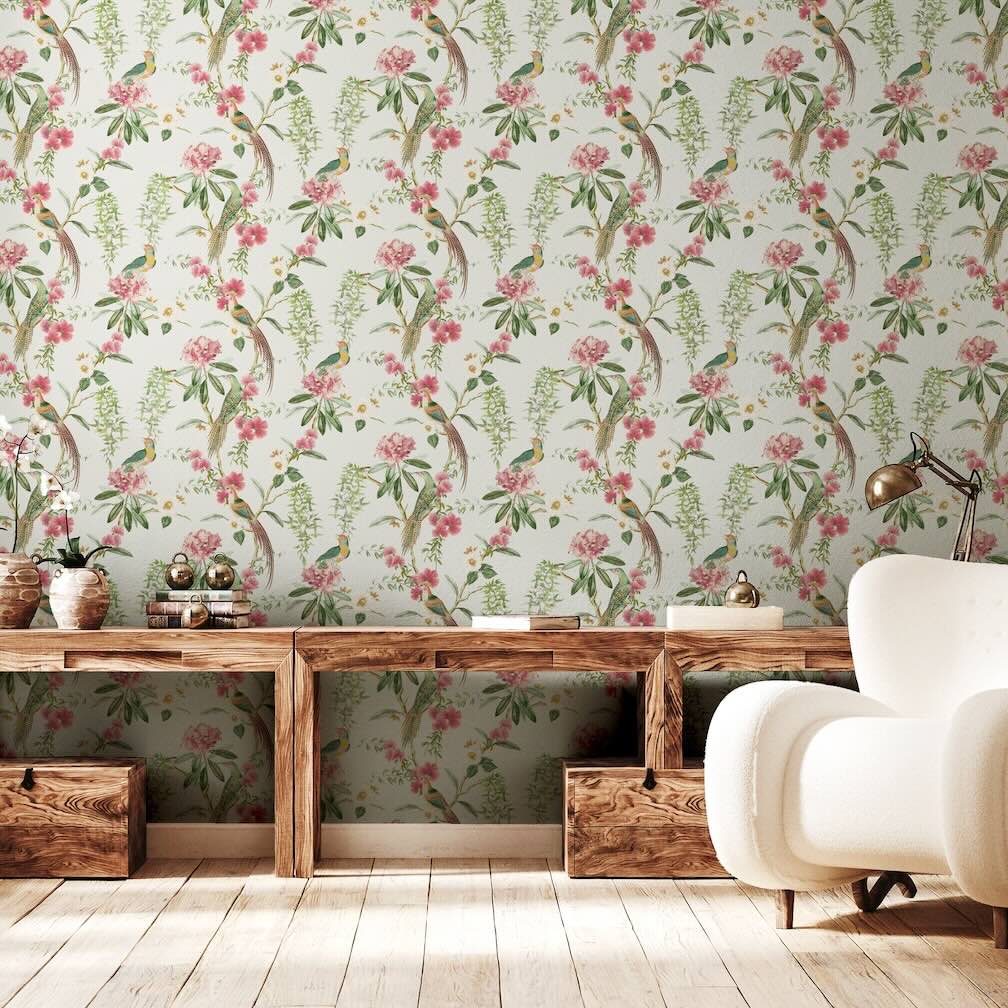 Arthouse Exotic Garden Pink Green Wallpaper