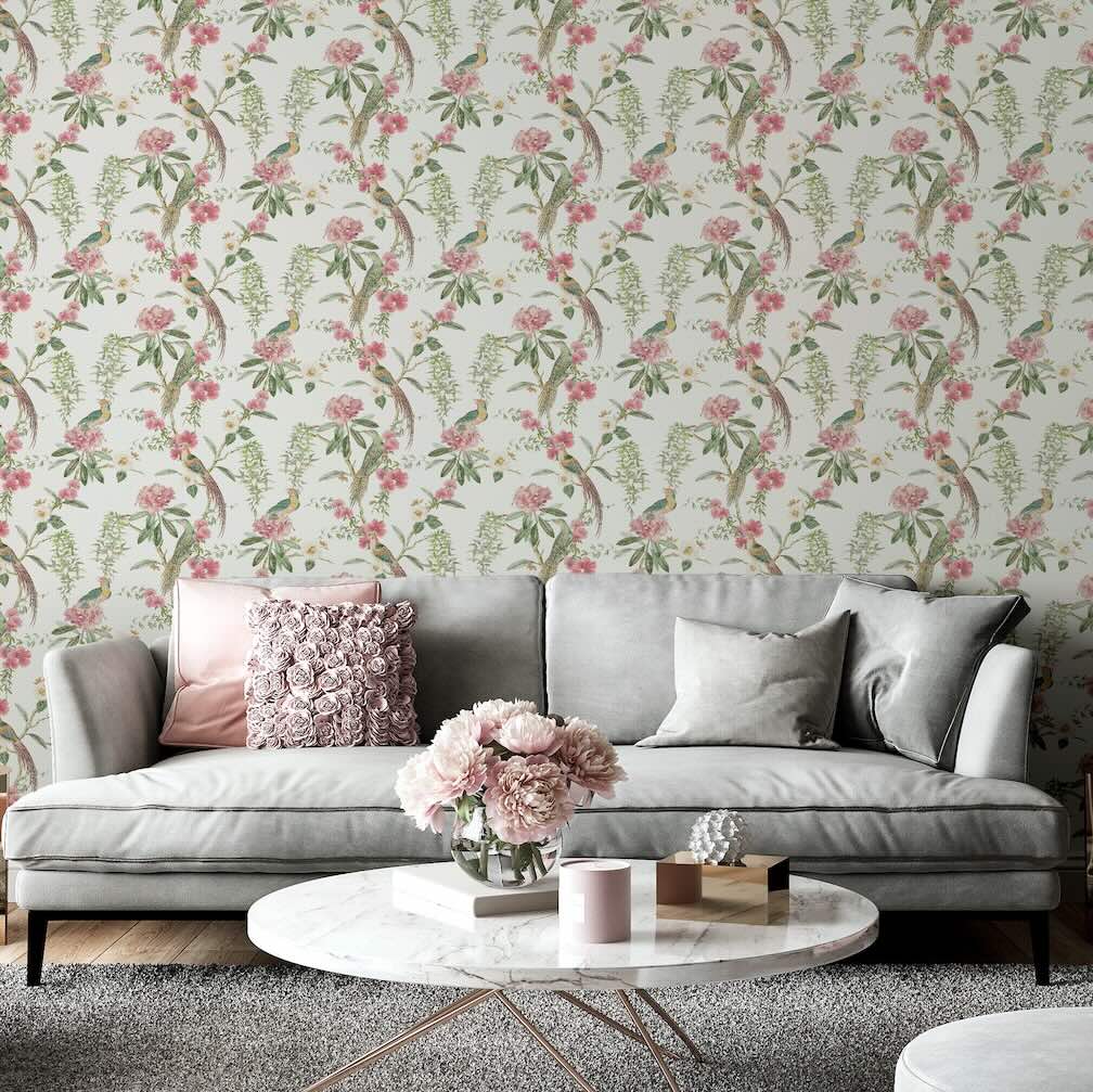 Arthouse Exotic Garden Pink Green Wallpaper