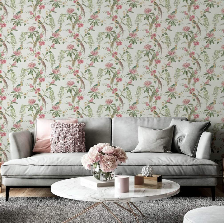 Arthouse Exotic Garden Pink Green Wallpaper