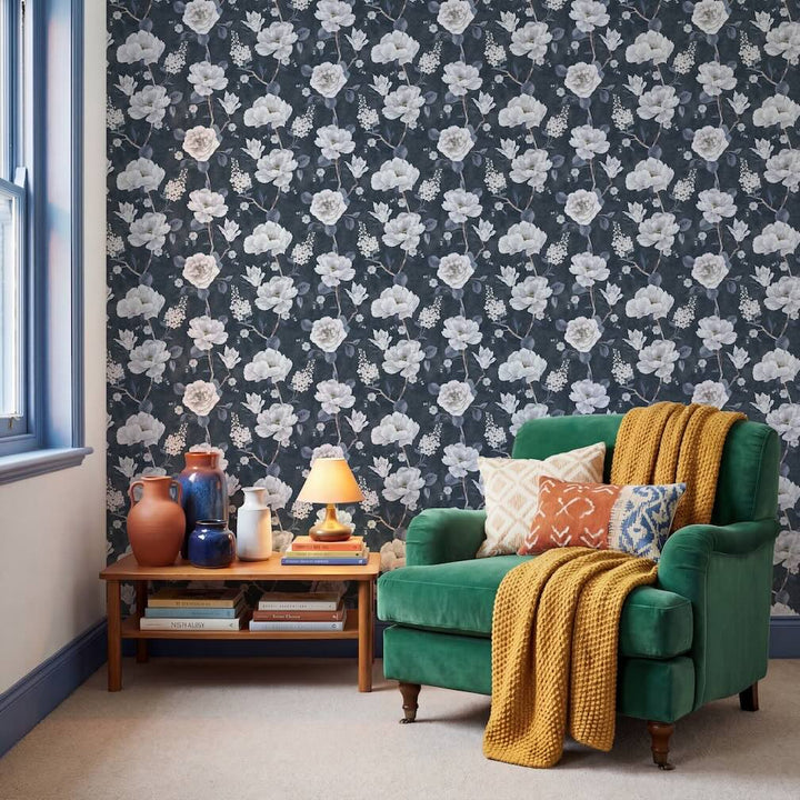 Arthouse Ashley Floral Navy Wallpaper