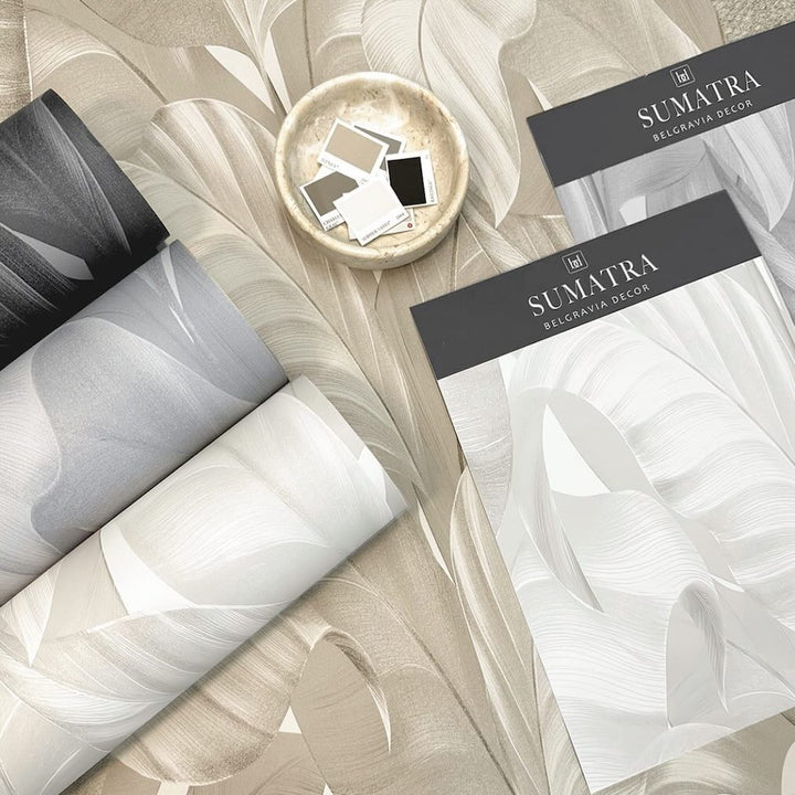 Belgravia Sumatra Leaf Charcoal Wallpaper