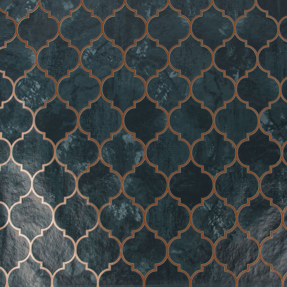 Tegula Teal Copper Contour Wallpaper