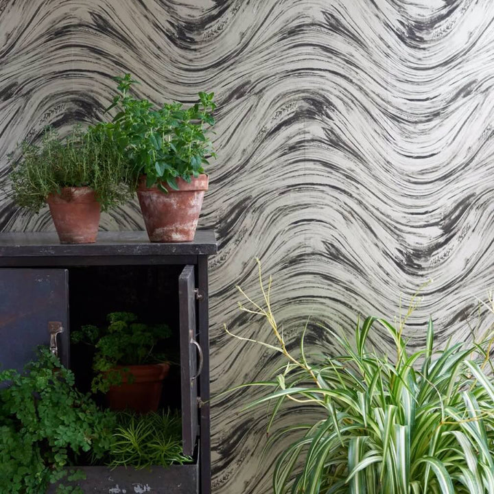 Clarke & Clarke Agata Charcoal & Gold Wallpaper