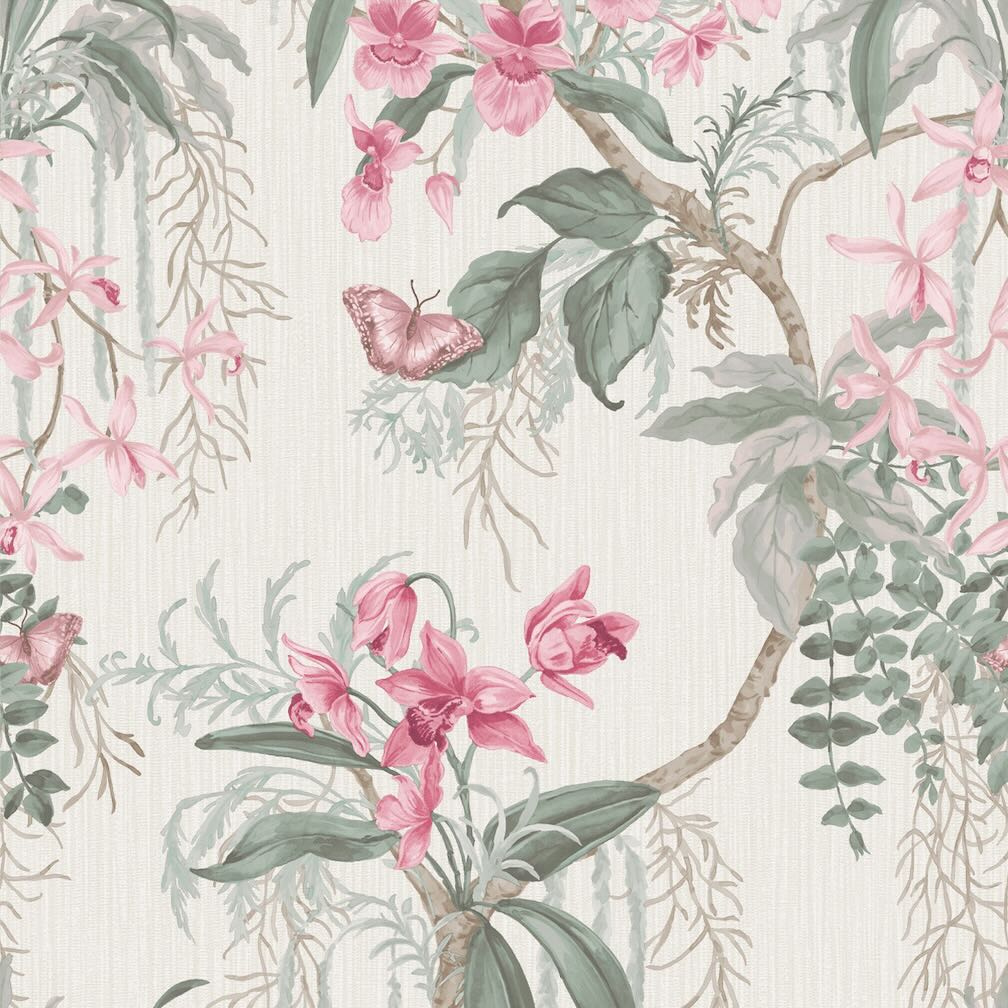 Belgravia Suki Pink and Green Wallpaper