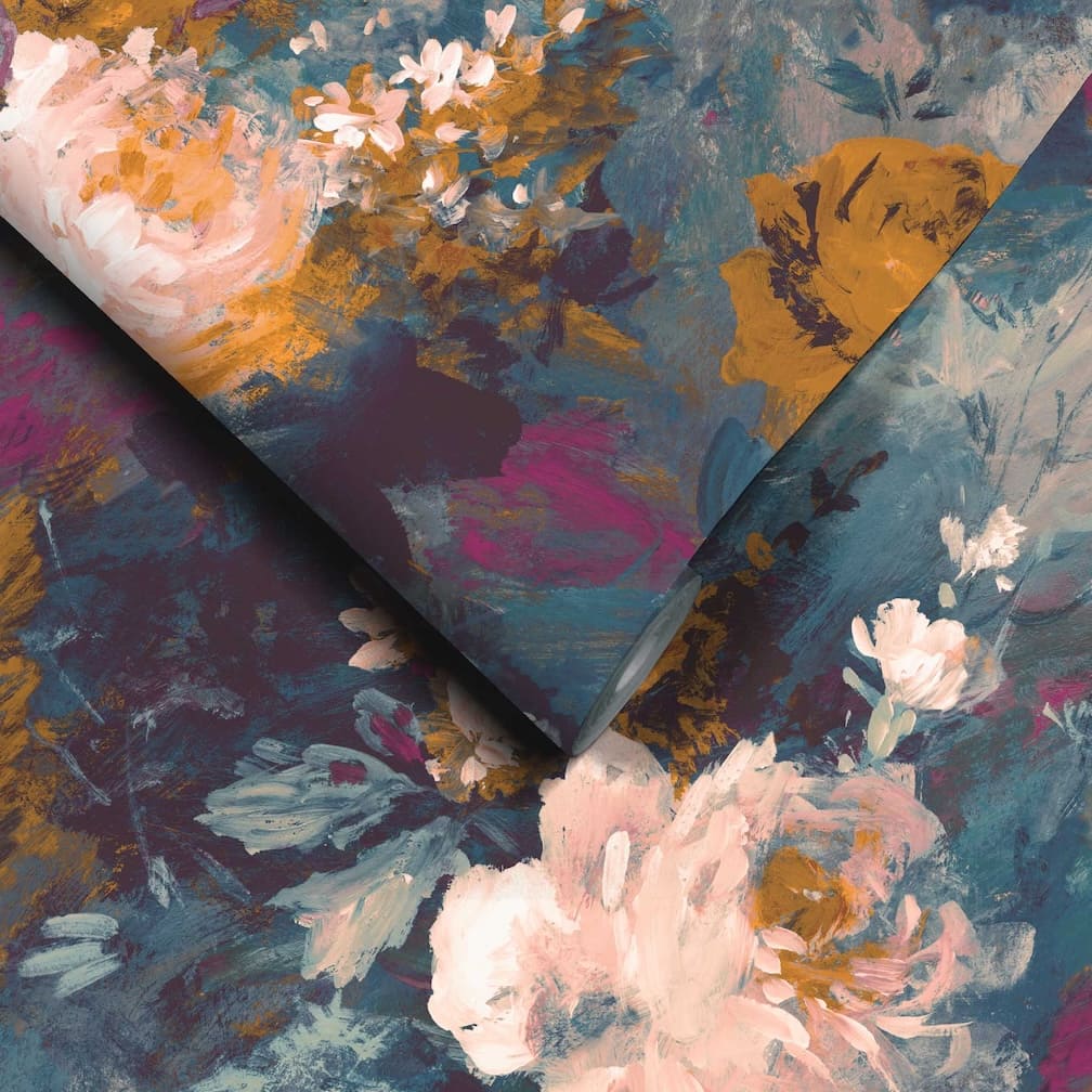 Ava Marika Teal / Orange Wallpaper