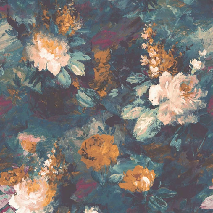 Ava Marika Teal / Orange Wallpaper