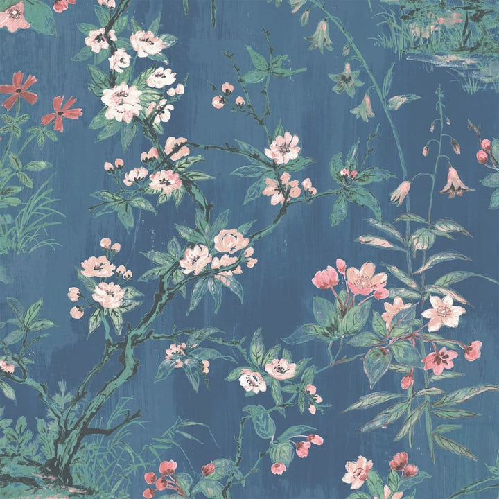 Woodchip & Magnolia Rivington Marine Blue/Blush Wallpaper