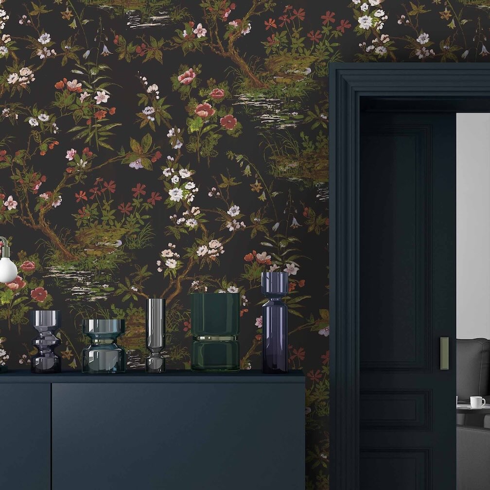 Woodchip & Magnolia Rivington Black Wallpaper