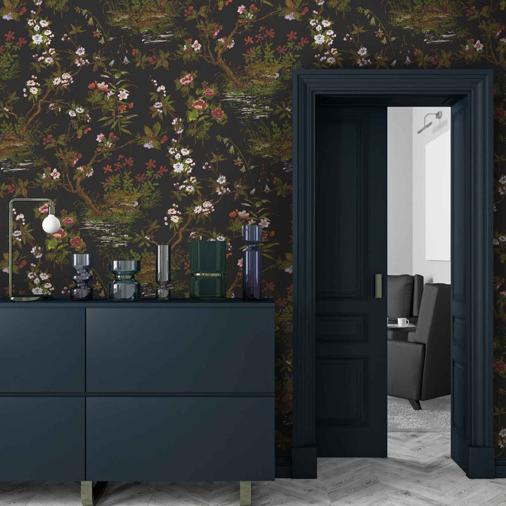 Woodchip & Magnolia Rivington Black Wallpaper