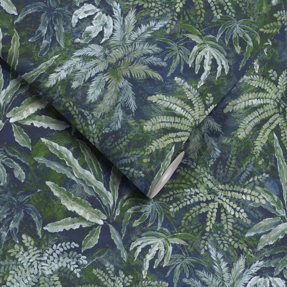 Woodchip & Magnolia Fern in Lush Green Wallpaper