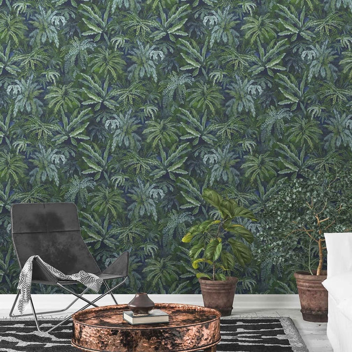 Woodchip & Magnolia Fern in Lush Green Wallpaper