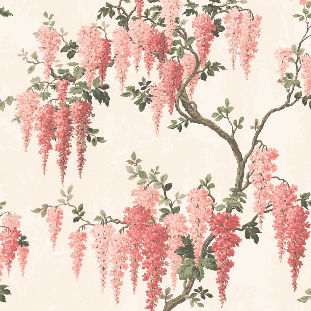 Woodchip & Magnolia Wisteria Coral Floral Wallpaper