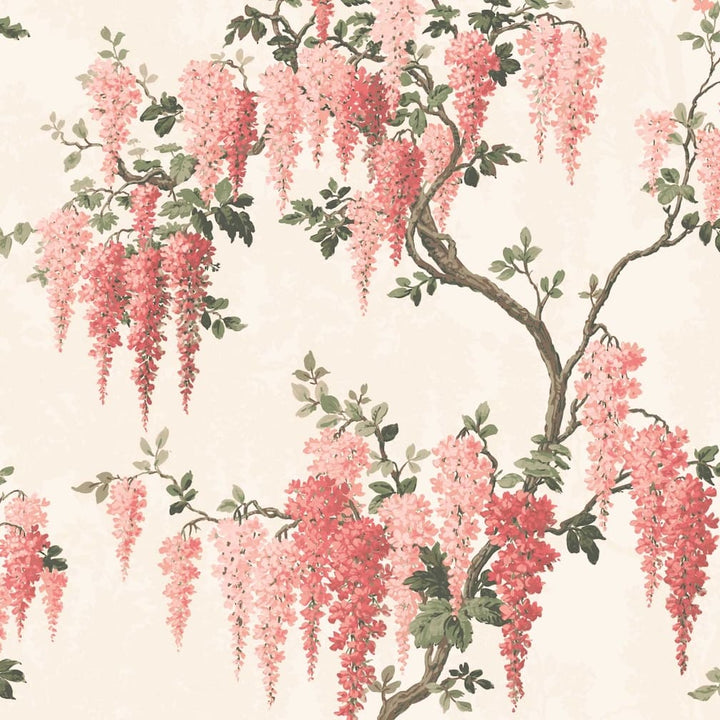 Woodchip & Magnolia Wisteria Coral Floral Wallpaper